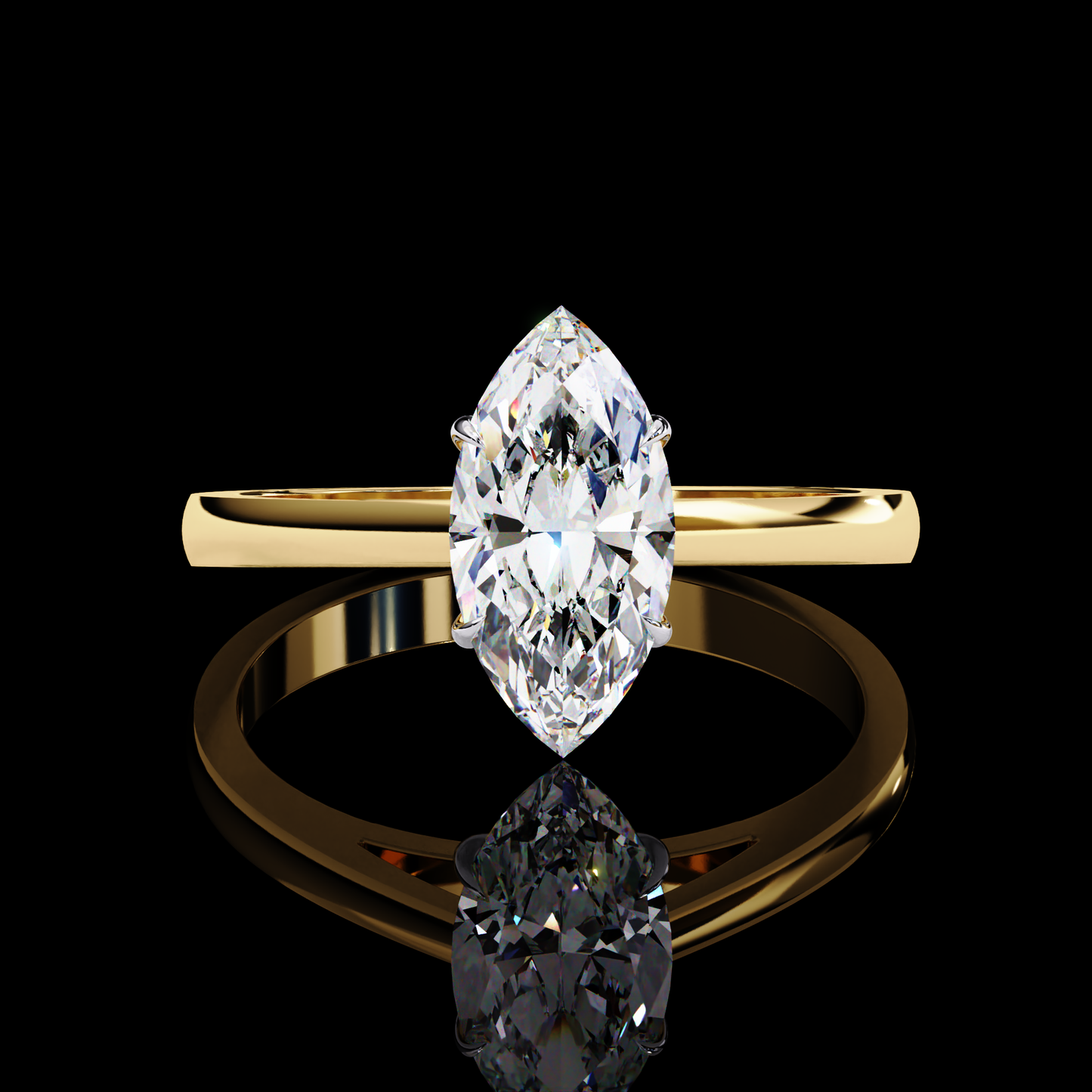 0.86ct Marquise Cut Lab Grown Diamond Solitaire Ring - Gold