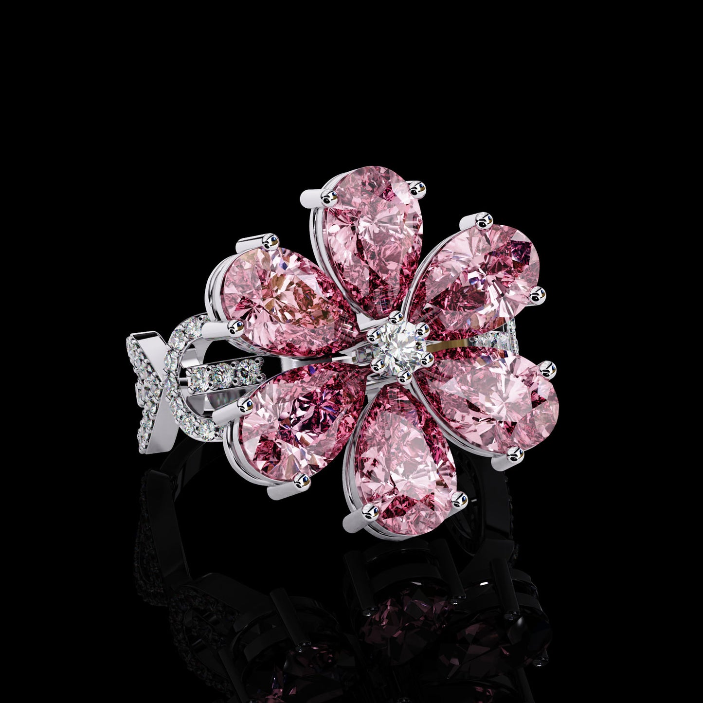 Main Stone
Color : FG
Clarity: VVS-VS
Shape: PEAR
Carat Weight Main Stone :4.430CT
Carat Weight Side Stone : 0.44CT
Type: Lab-Grown Diamond
SKU: MP10S
JewelleRose Floral Pear Cut Engagement Ring White Gold