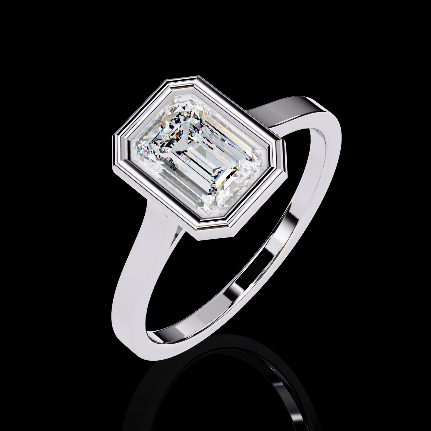 1.31 Carat Emerald Cut LAB Diamond Solitaire Engagement Ring White Gold
