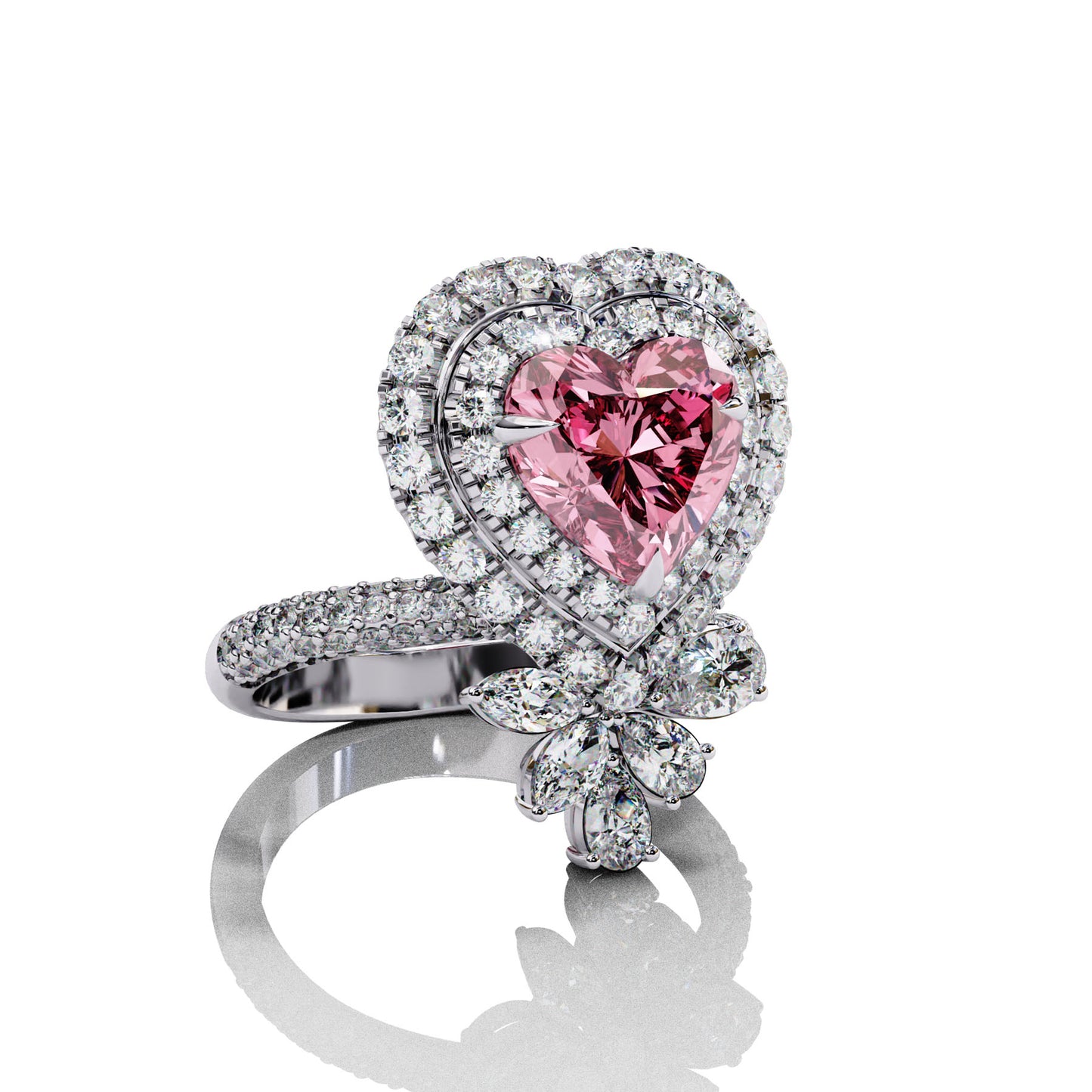 Main Stone
Color : FG
Clarity: VVS-VS
Shape: HEART
Carat Weight Main Stone : 2.58CT
Carat Weight Side Stone : 1.43CT
Type: Lab-Grown Diamond
SKU:MP13S
JewelleRosy Heart Cut Engagement Ring White Gold