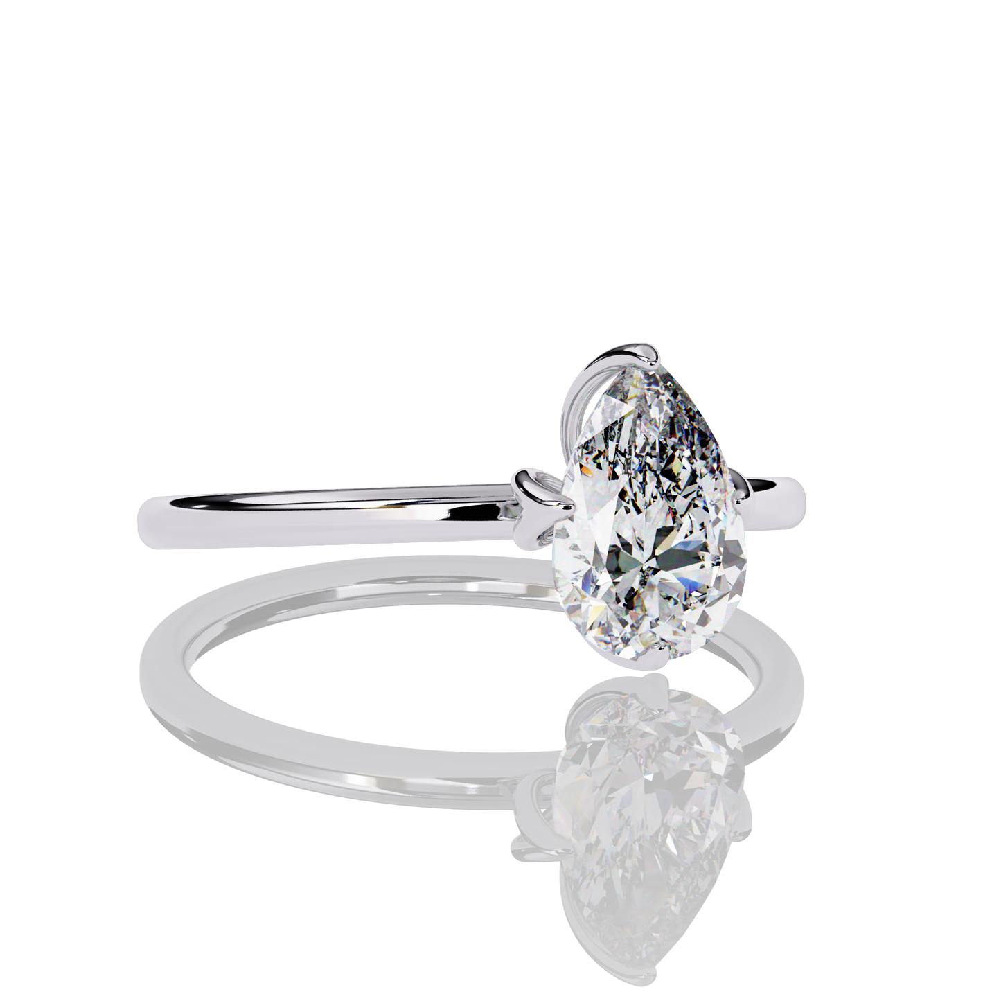 0.74 Carat Pear Cut Lab Diamond Solitaire Engagement Ring White Gold