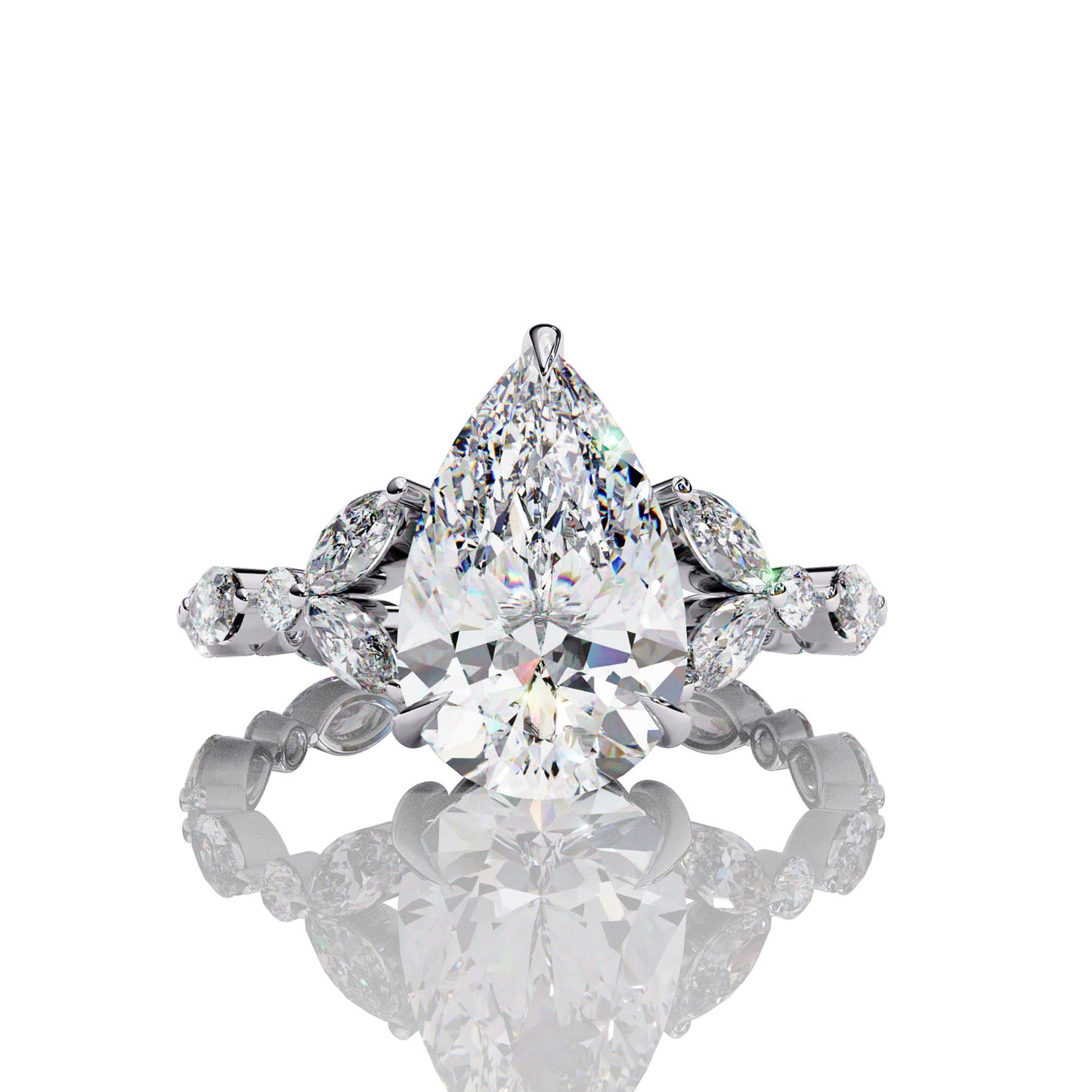 Sparkling Pear Shaped Lab Diamond Ring with Pave Halo for Women Luxury
