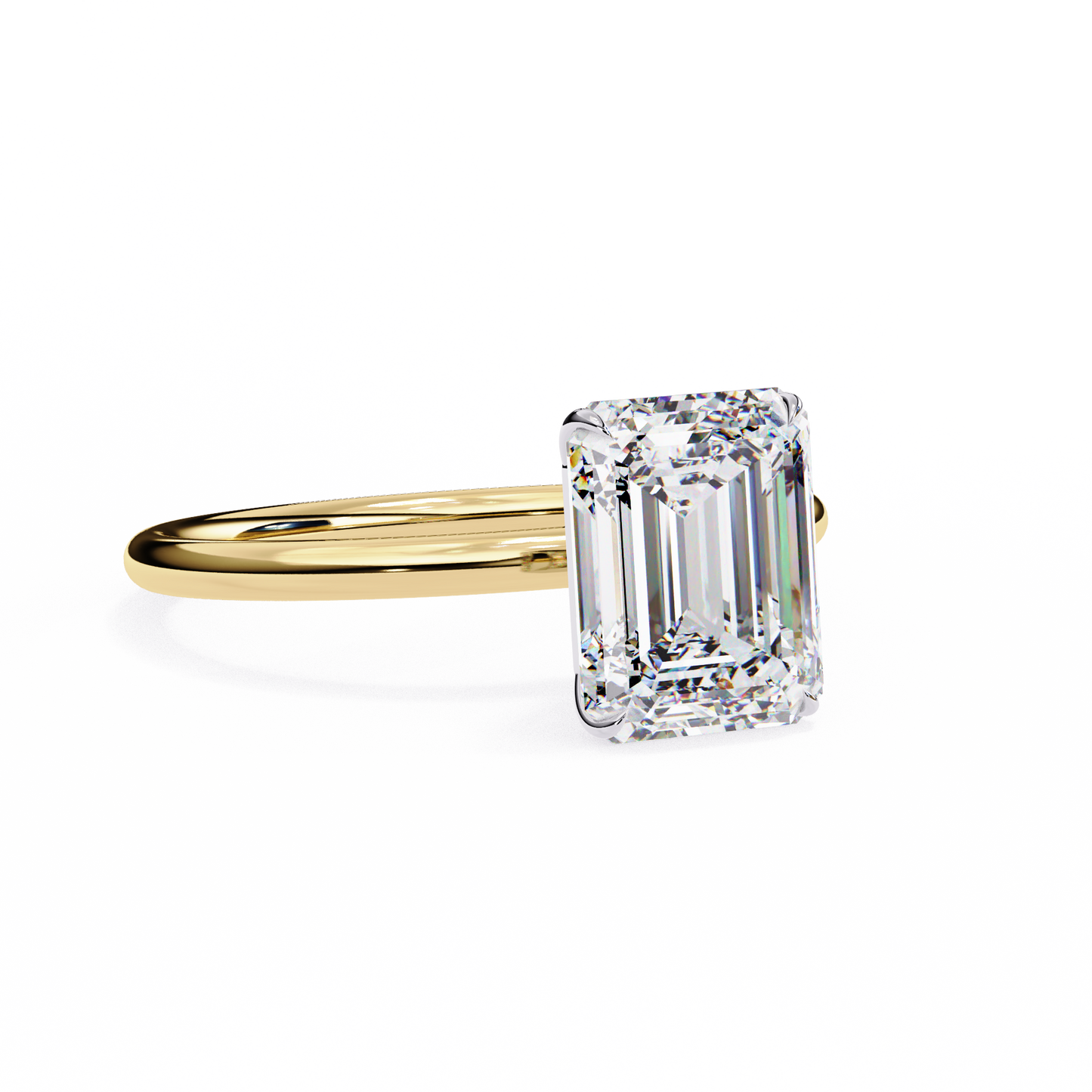 3.03 Carat Radiant Cut LAB Diamond Solitaire Engagement Ring GOLD