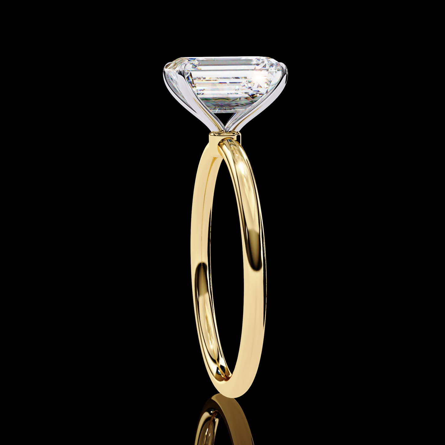 3.03 Carat Radiant Cut LAB Diamond Solitaire Engagement Ring GOLD