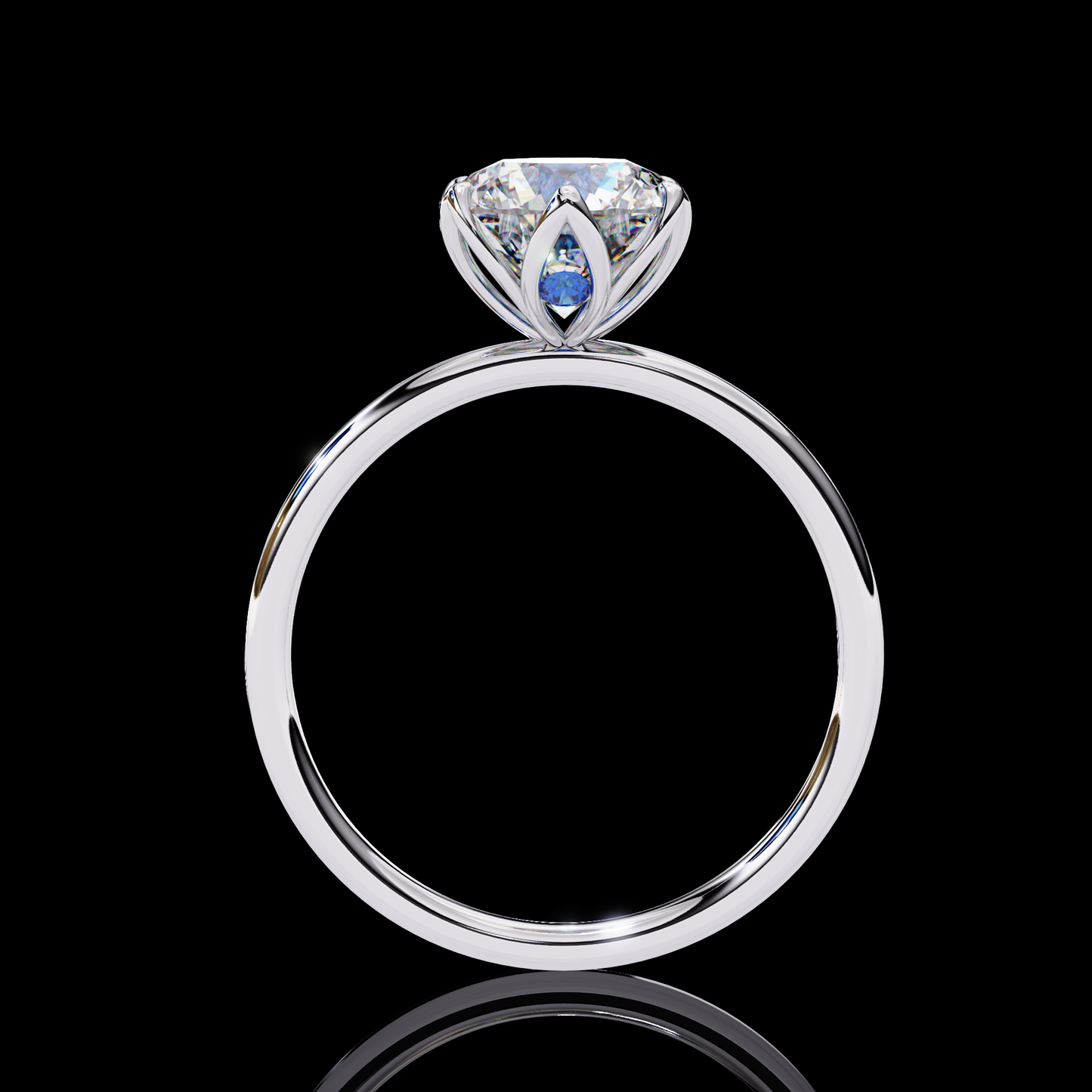 Round Cut LAB Diamond cathedral setting Solitaire Engagement Ring White Gold