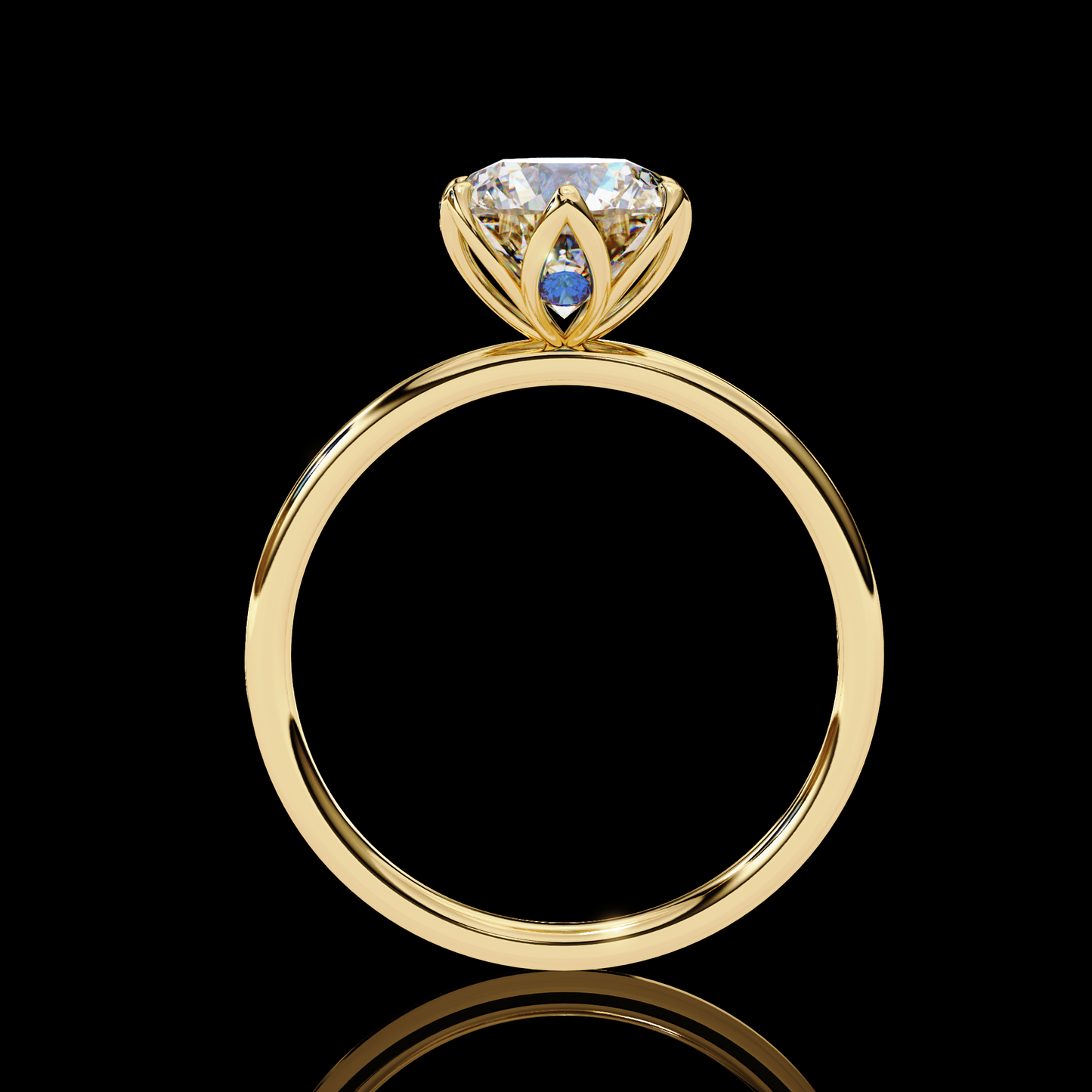1.29ct Round Brilliant Lab Grown Diamond Cathedral Solitaire Ring - Gold