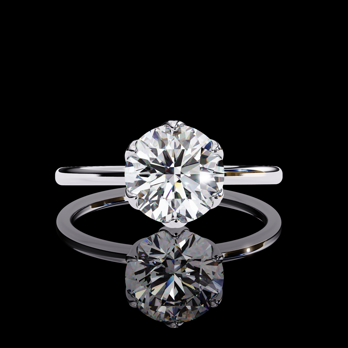 Round Cut LAB Diamond cathedral setting Solitaire Engagement Ring White Gold
