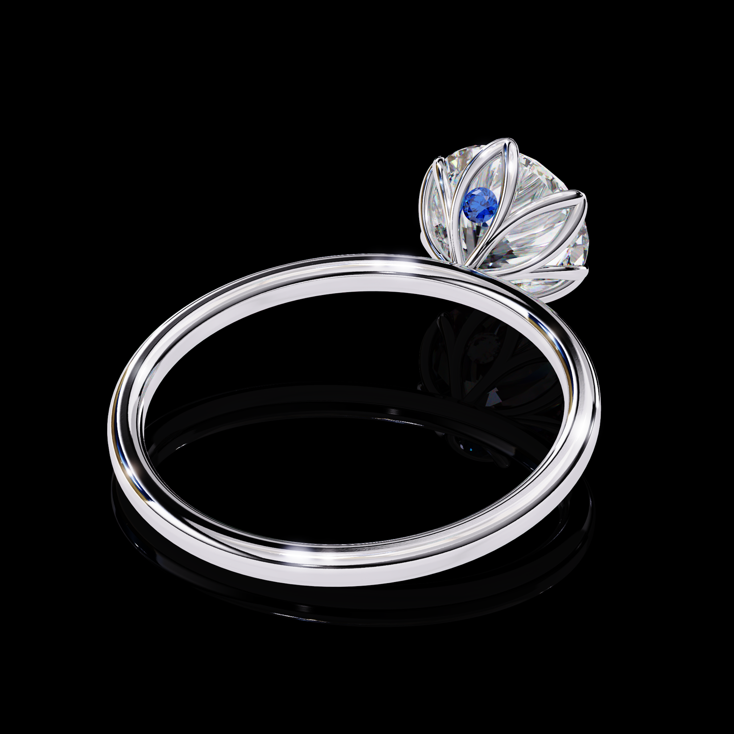 Round Cut LAB Diamond cathedral setting Solitaire Engagement Ring White Gold