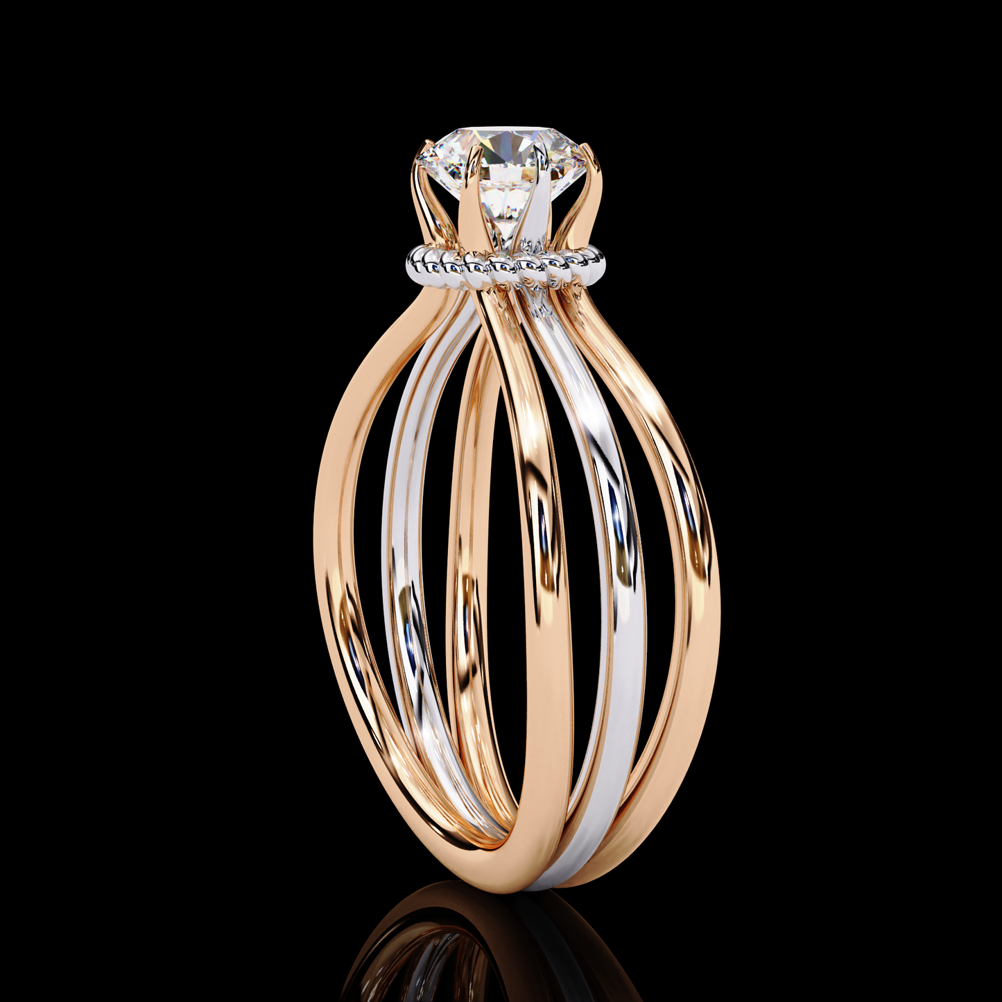 1.03ct Vintage Style Round Brilliant Lab Grown Diamond Solitaire Ring - Rose Gold