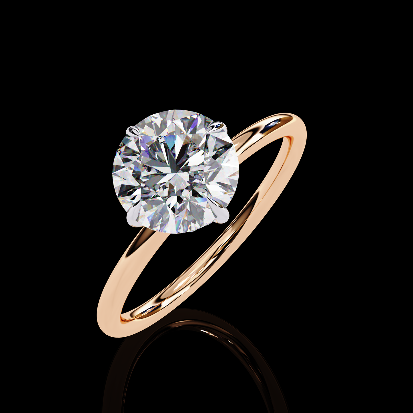 Secret Halo Round Cut Lab Diamond Solitaire Engagement Ring ROSE GOLD