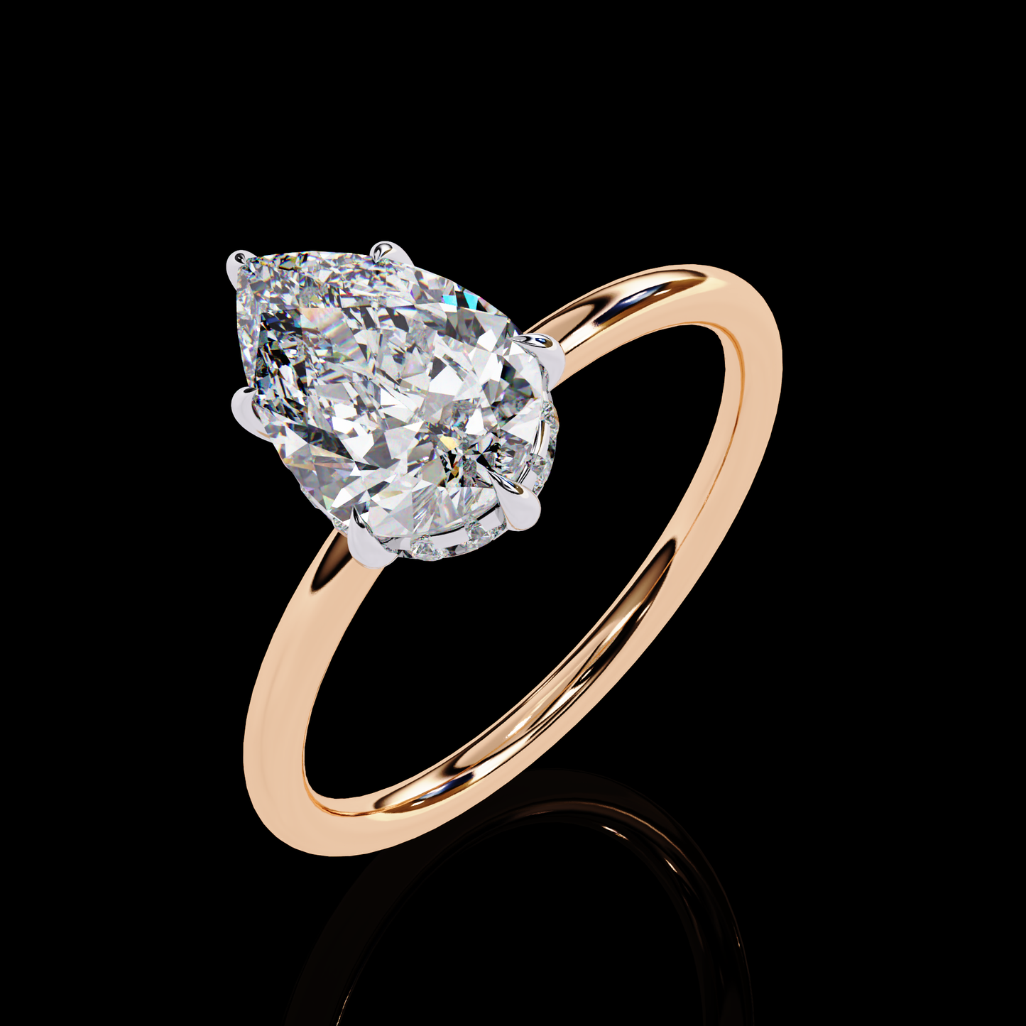 1.81 Carat Pear Cut LAB Diamond Solitaire Engagement Ring ROSE GOLD