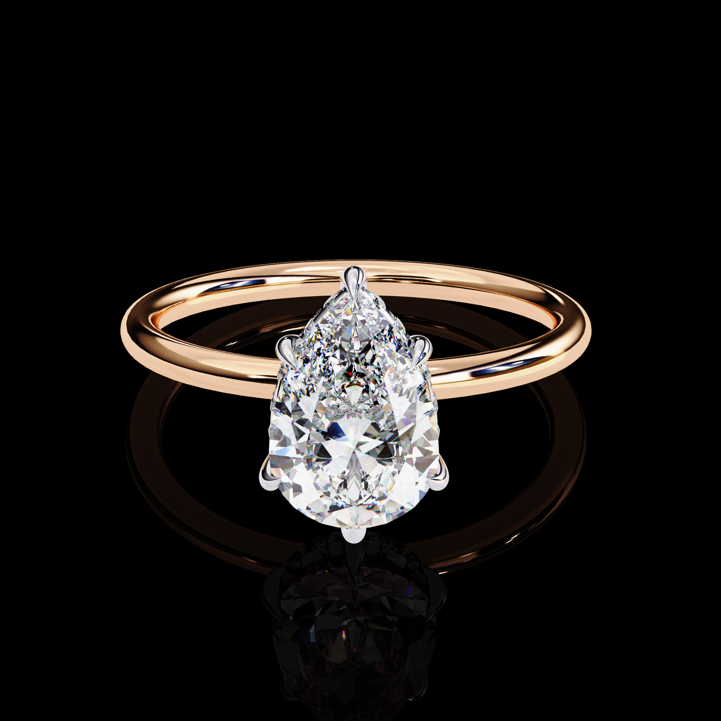 1.81 Carat Pear Cut LAB Diamond Solitaire Engagement Ring ROSE GOLD