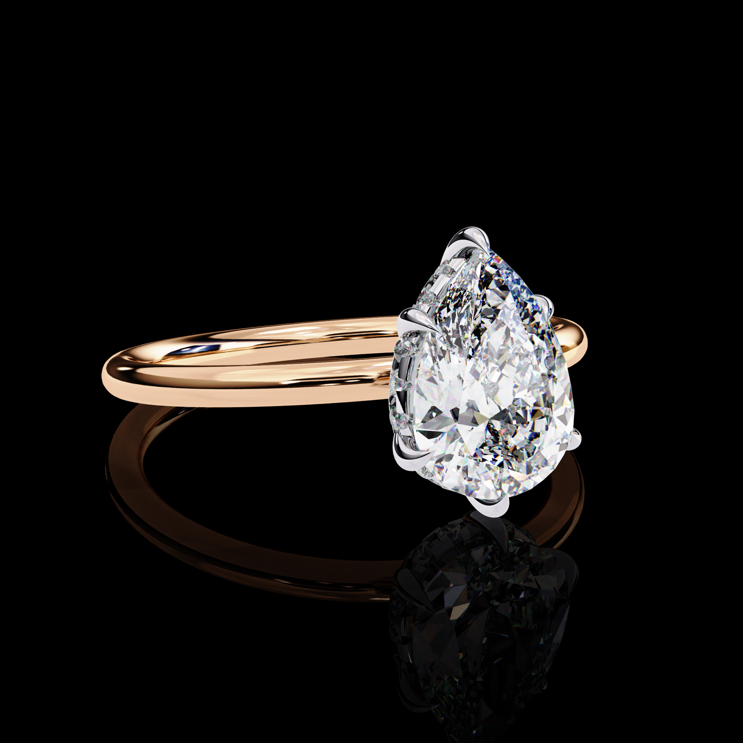 1.81 Carat Pear Cut LAB Diamond Solitaire Engagement Ring ROSE GOLD
