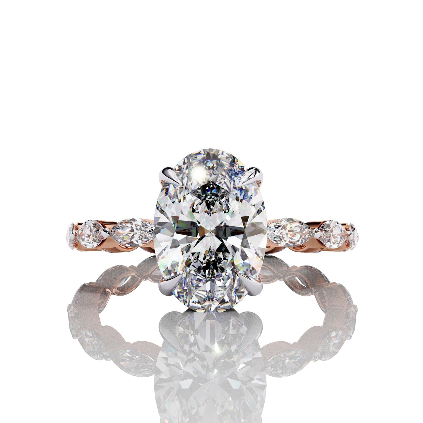 Front of Cartier Inspire Oval Cut Lab Diamond Wedding Ring for Elegant Women