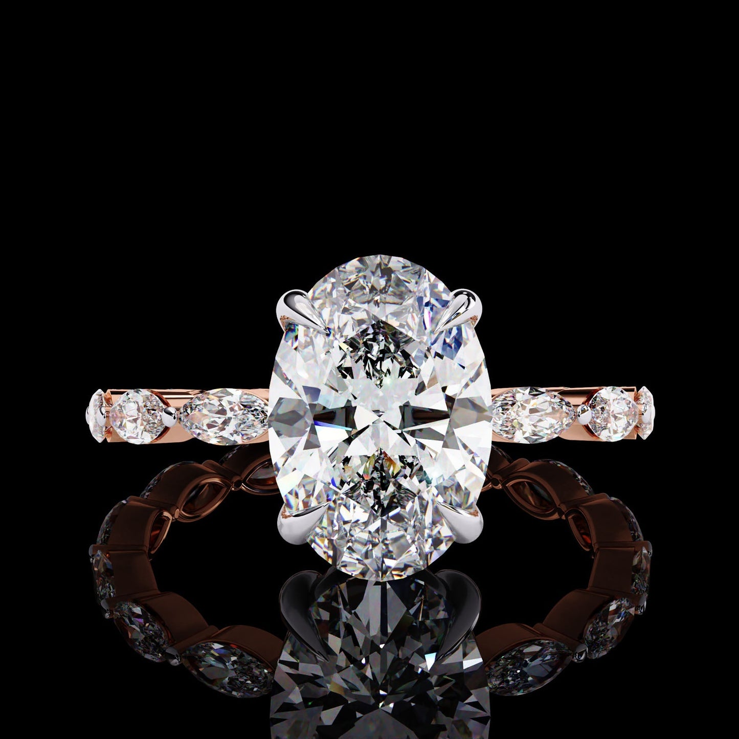 Side of Cartier Inspire Oval Cut Lab Diamond Wedding Ring for Elegant Women