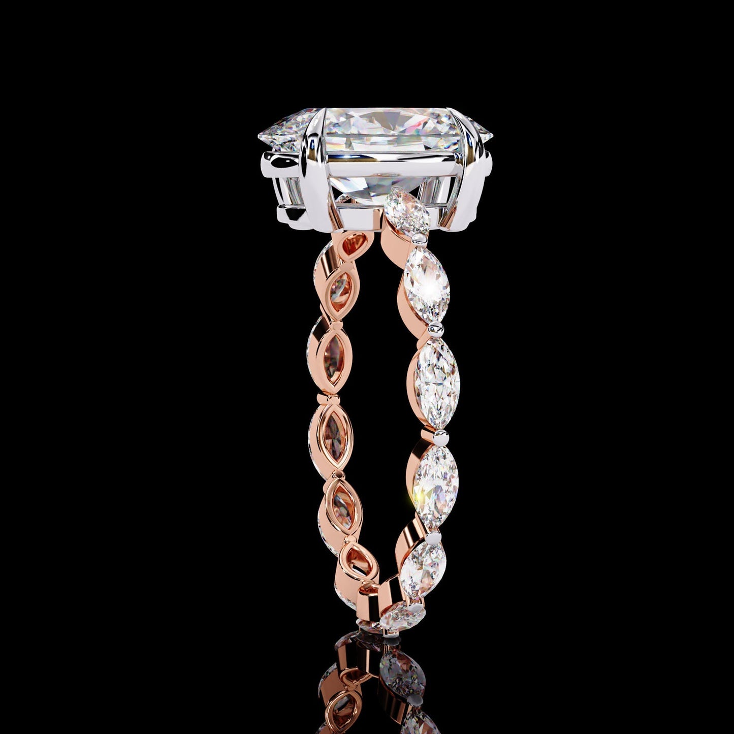 Side of Cartier Inspire Oval Cut Lab Diamond Wedding Ring for Elegant Women