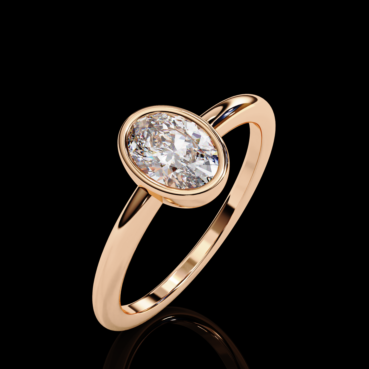 0.66 Carat Oval Cut LAB Diamond Solitaire Engagement Ring ROSE GOLD