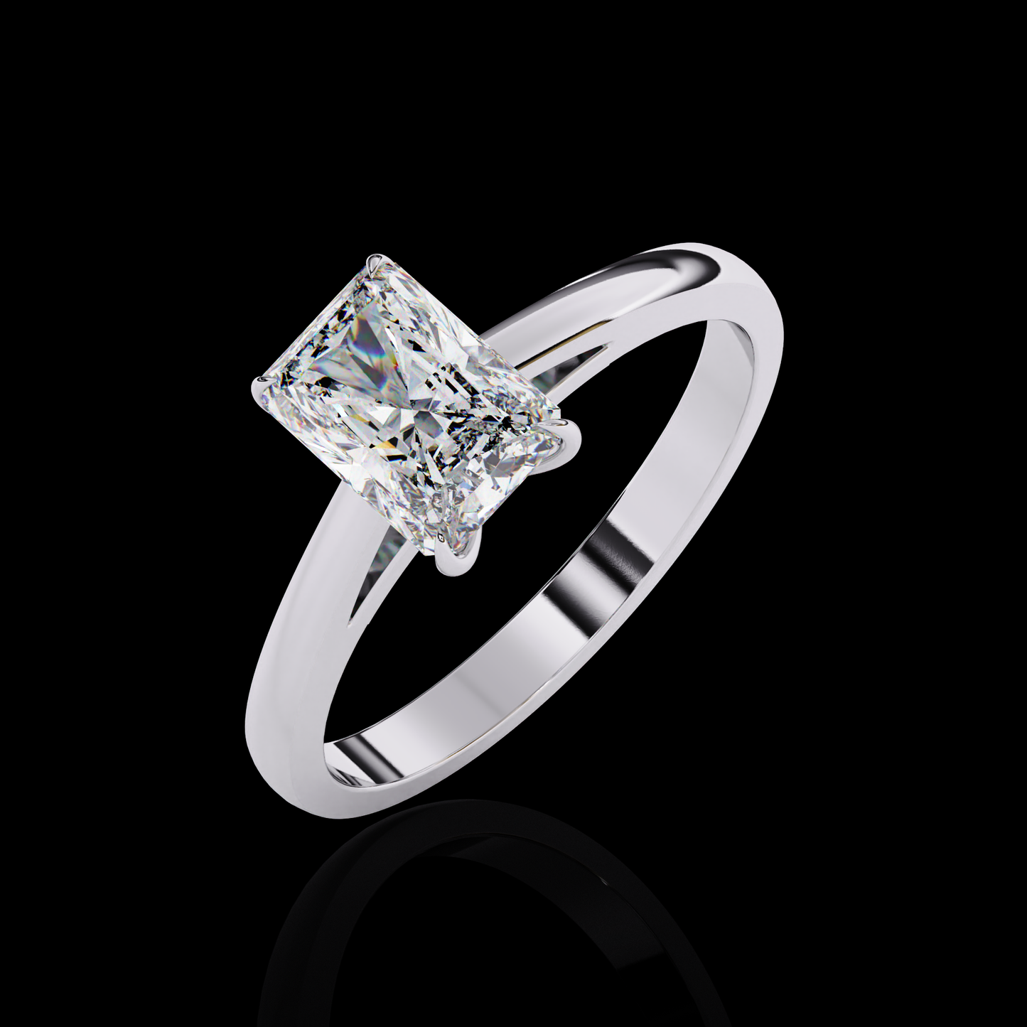 1.21 Carat Radiant Cut LAB Diamond Solitaire Engagement Ring GOLD