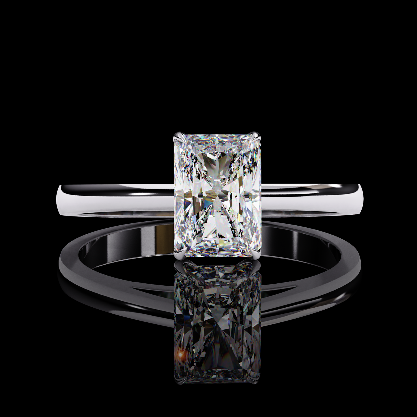 1.21 Carat Radiant Cut LAB Diamond Solitaire Engagement Ring GOLD