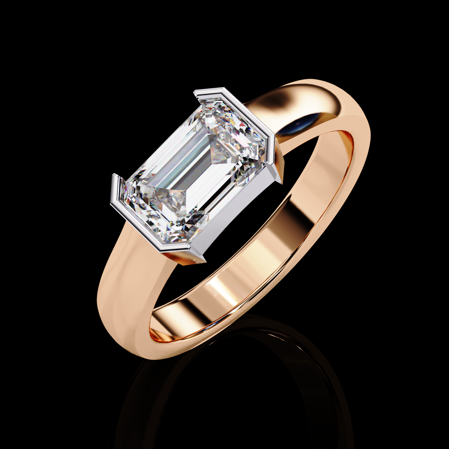 1.41 Carat Emerald Cut Solitaire Engagement Ring White Gold ROSE GOLD