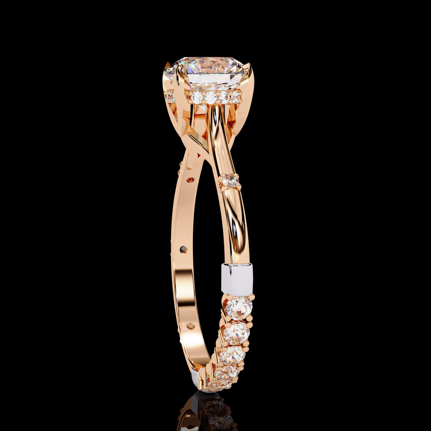 Melody Round Cut LAB Diamond Solitaire Engagement Ring ROSE GOLD