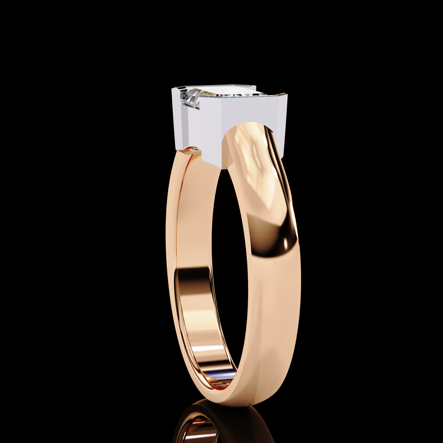 1.41 Carat Emerald Cut Solitaire Engagement Ring White Gold ROSE GOLD