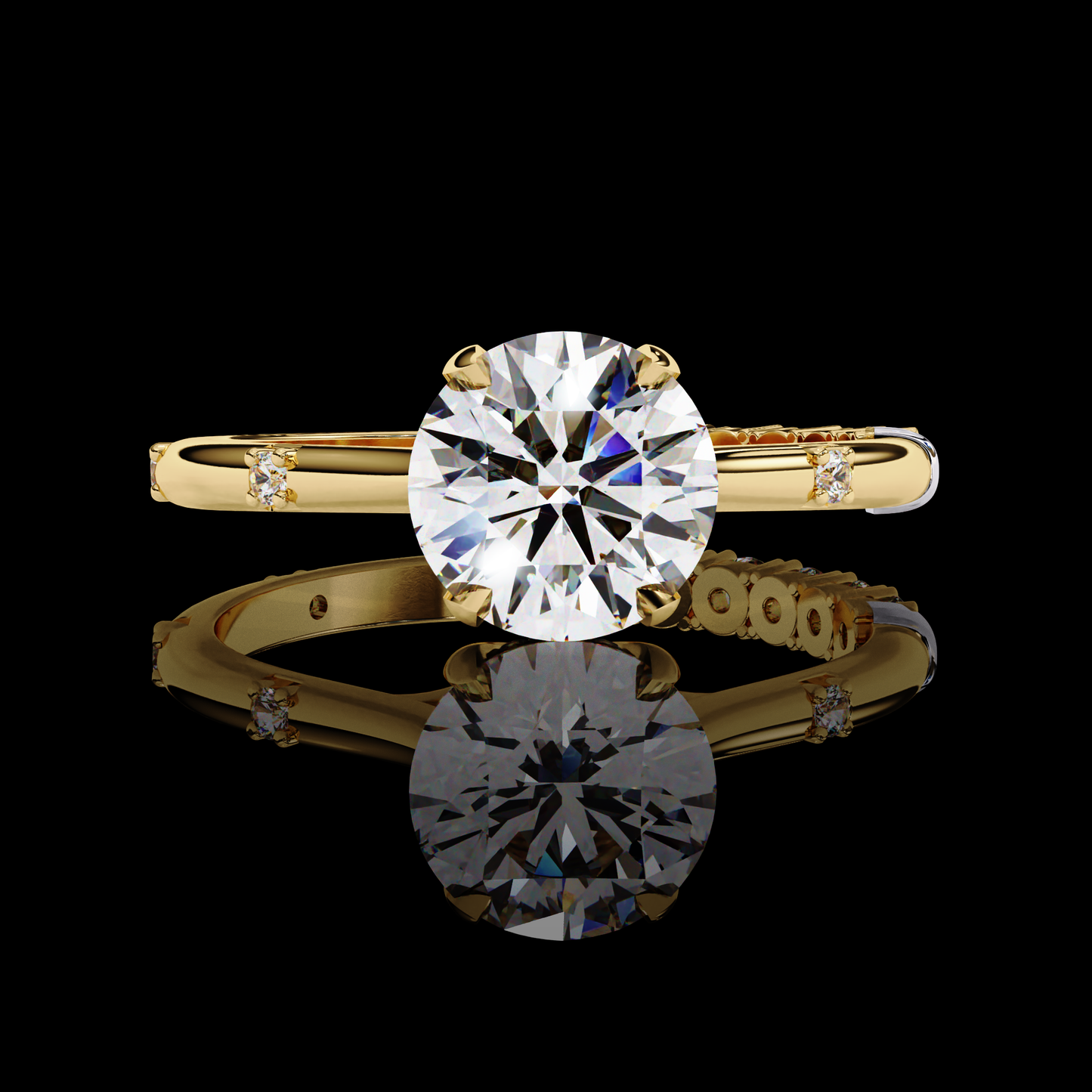 Melody Round Cut LAB Diamond Solitaire Engagement Ring GOLD