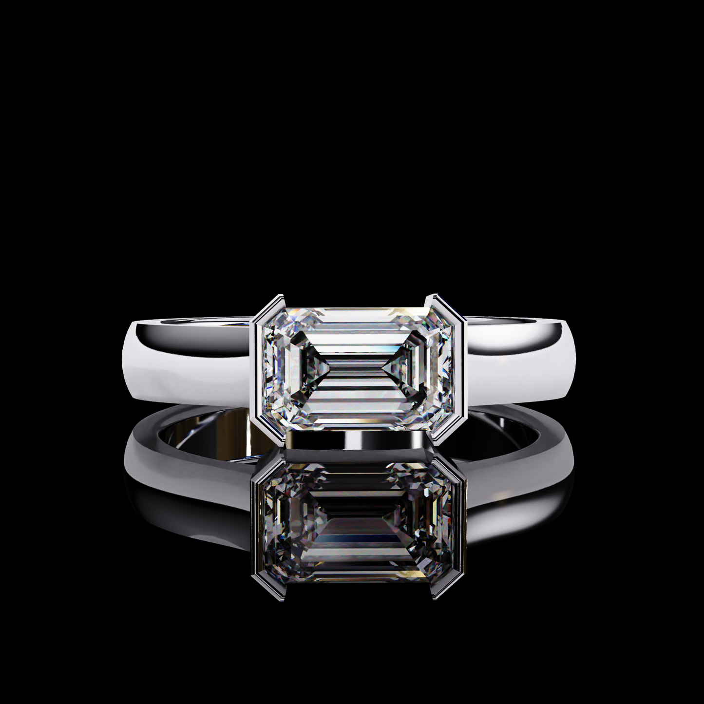 1.41ct Emerald Cut Lab Grown Diamond Solitaire Ring - White Gold