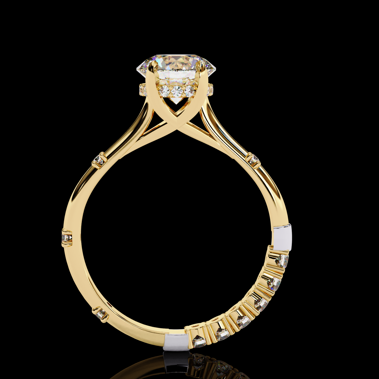 Melody Round Cut LAB Diamond Solitaire Engagement Ring GOLD