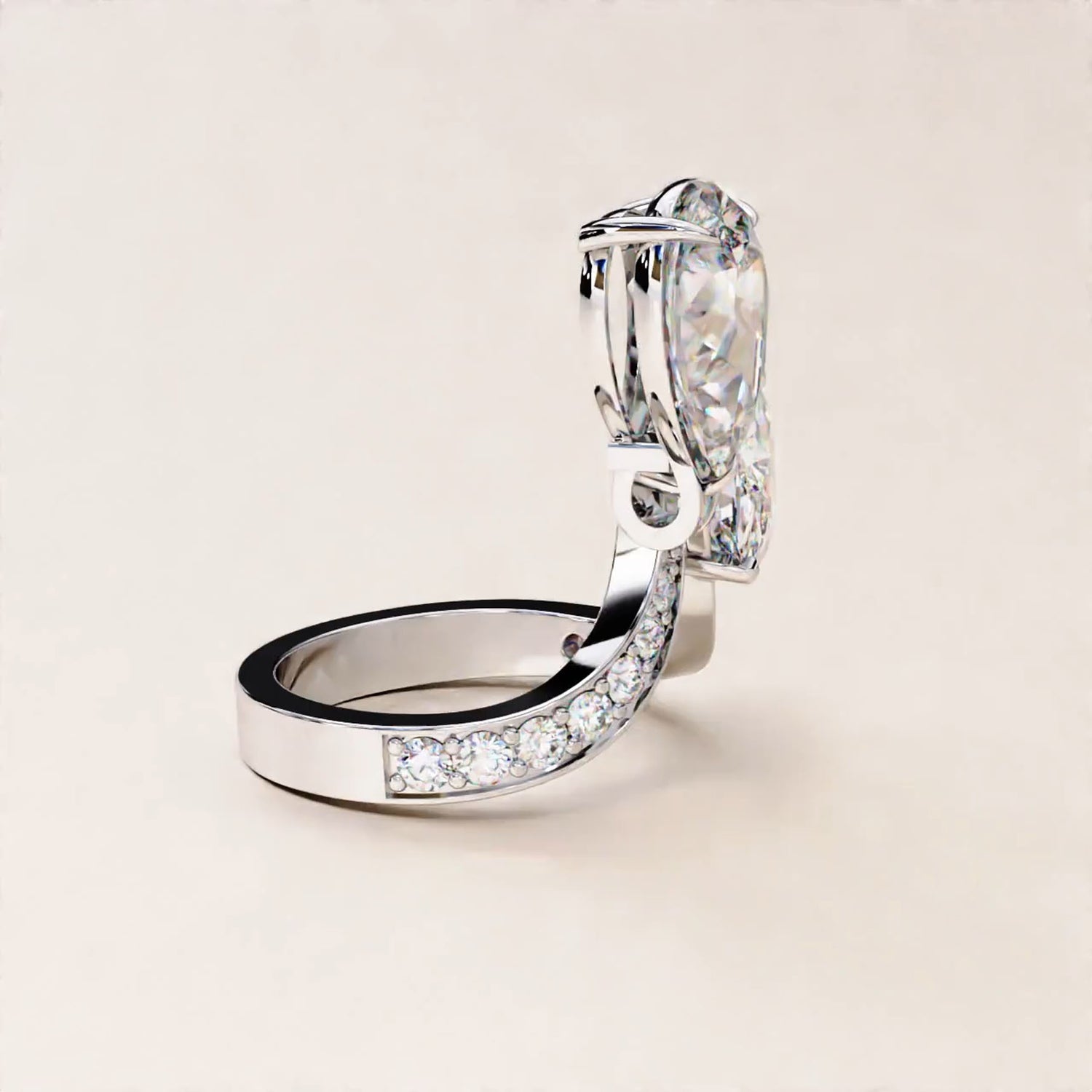 Main Stone
Color : FG
Clarity: VVS-VS
Shape: PEAR
Carat Weight Main Stone : 3.34CT
Carat Weight Side Stone : 3.159CT
Type: Lab-Grown Diamond
SKU;MP11S
JewelleMP11 Sliver