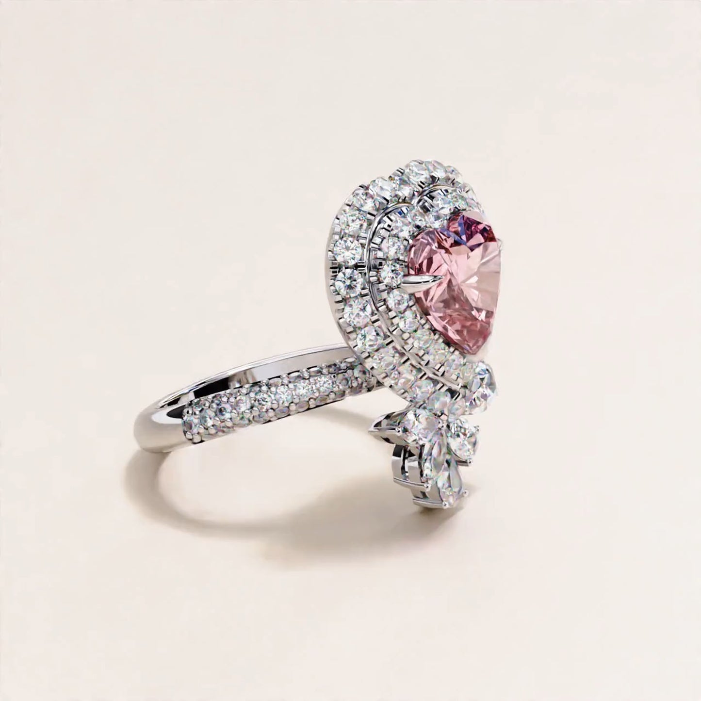 Main Stone
Color : FG
Clarity: VVS-VS
Shape: HEART
Carat Weight Main Stone : 2.58CT
Carat Weight Side Stone : 1.43CT
Type: Lab-Grown Diamond
SKU:MP13S
JewelleRosy Heart Cut Engagement Ring White Gold