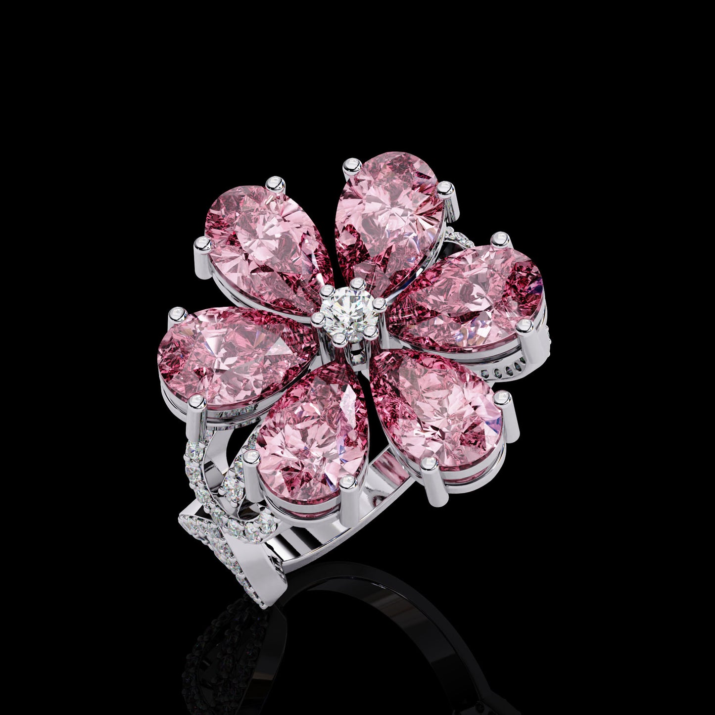 Main Stone
Color : FG
Clarity: VVS-VS
Shape: PEAR
Carat Weight Main Stone :4.430CT
Carat Weight Side Stone : 0.44CT
Type: Lab-Grown Diamond
SKU: MP10S
JewelleRose Floral Pear Cut Engagement Ring White Gold