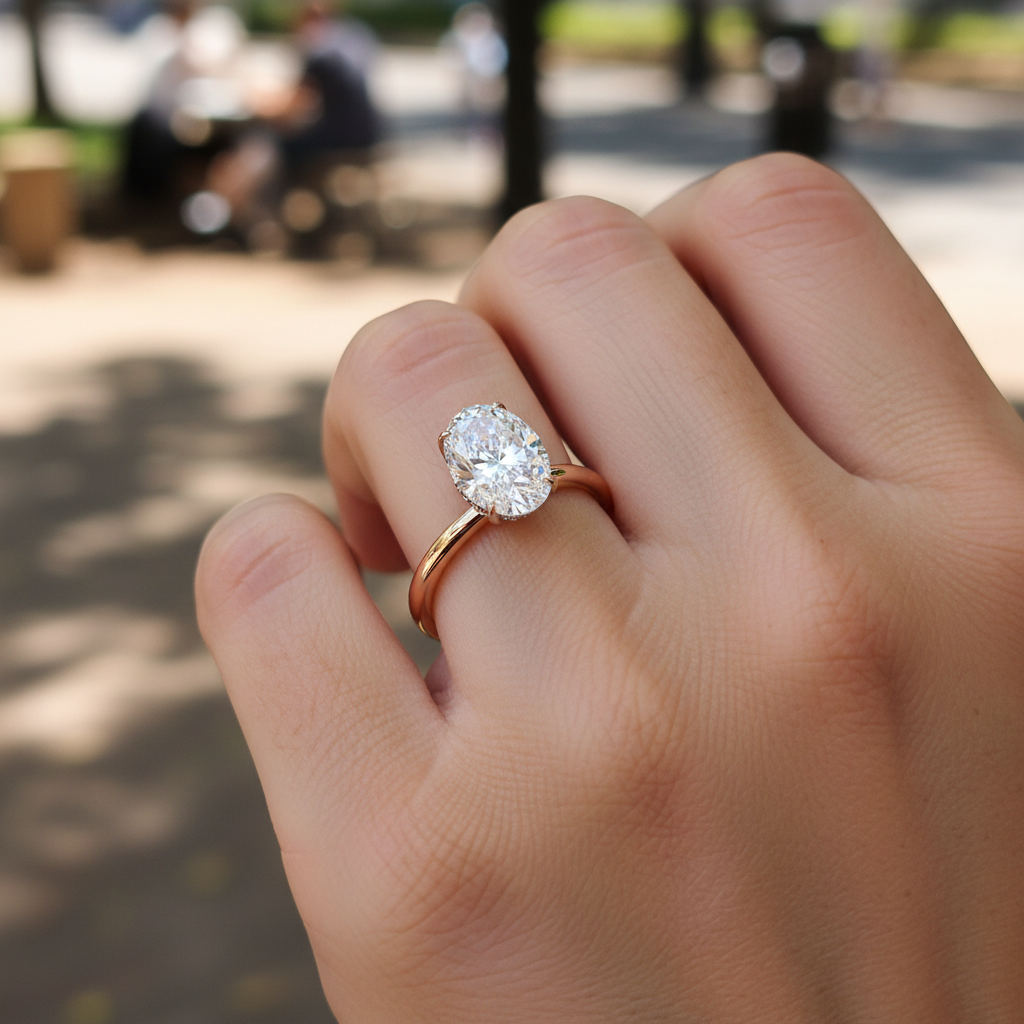 1.20ct Oval Cut Lab Grown Diamond Solitaire Ring - Rose Gold