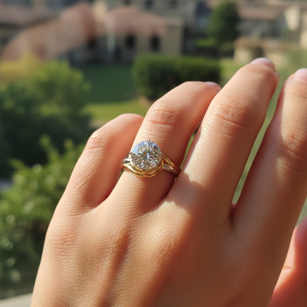 1.29ct Twisted Vine Round Brilliant Lab Grown Diamond Solitaire Ring - Gold