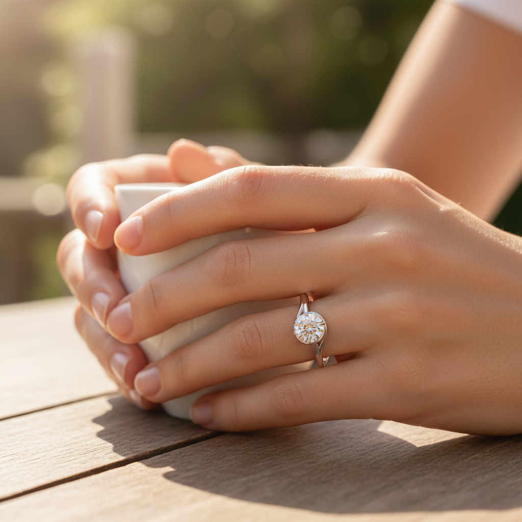 Twisted Vine Round Cut Solitaire Engagement Ring White Gold