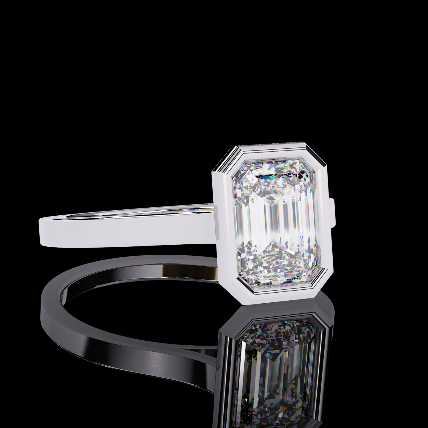 1.31 Carat Emerald Cut LAB Diamond Solitaire Engagement Ring  White Gold