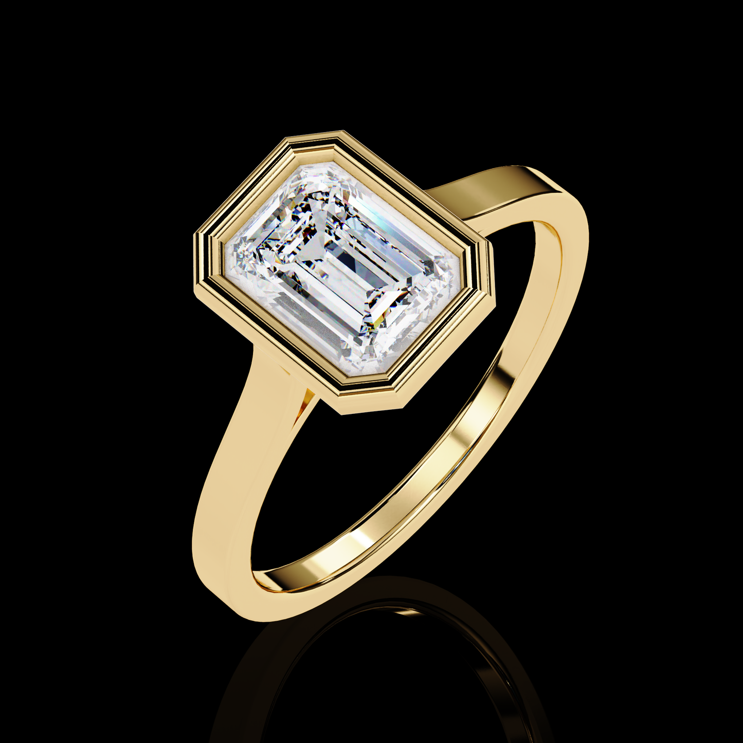 1.31 Carat  Emerald Cut LAB Diamond Solitaire Engagement Ring ROSE GOLD