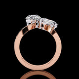 Pear and Round Toi Et Moi Love Ring Rose Gold