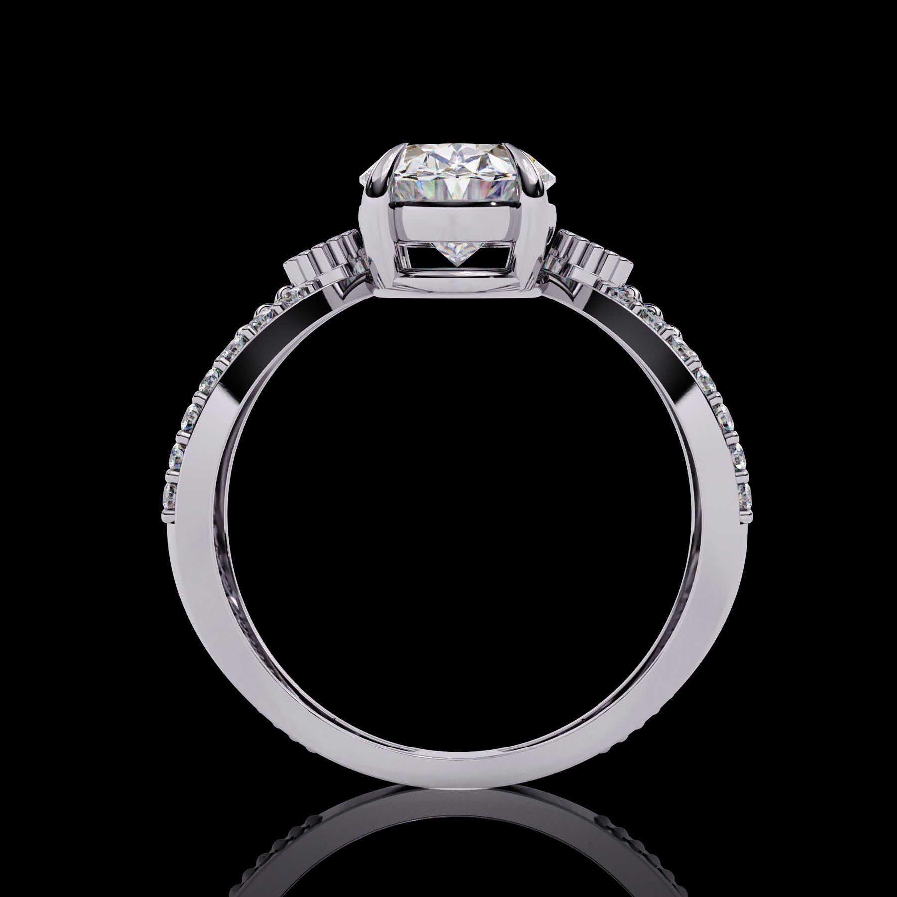 Unique Pavé Oval Lab Diamond For Wedding Love Proposal for Women in White Gold