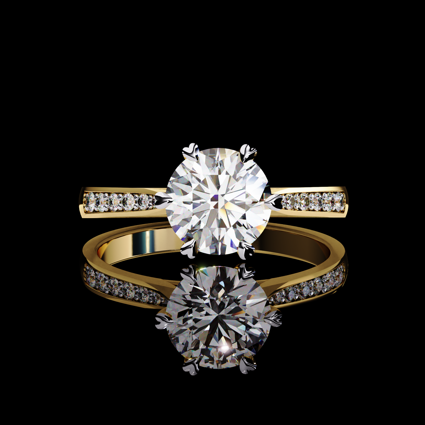 Lunar Blaze Round Cut LAB Diamond Solitaire Engagement Ring GOLD