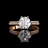 Lunar Blaze Round Cut LAB Diamond Solitaire Engagement Ring ROSE GOLD