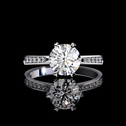 Lunar Blaze Round Cut LAB Diamond Solitaire Engagement Ring White Gold