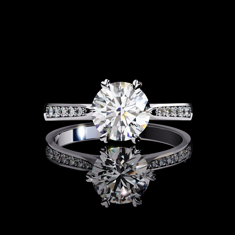 Lunar Blaze Round Cut LAB Diamond Solitaire Engagement Ring White Gold