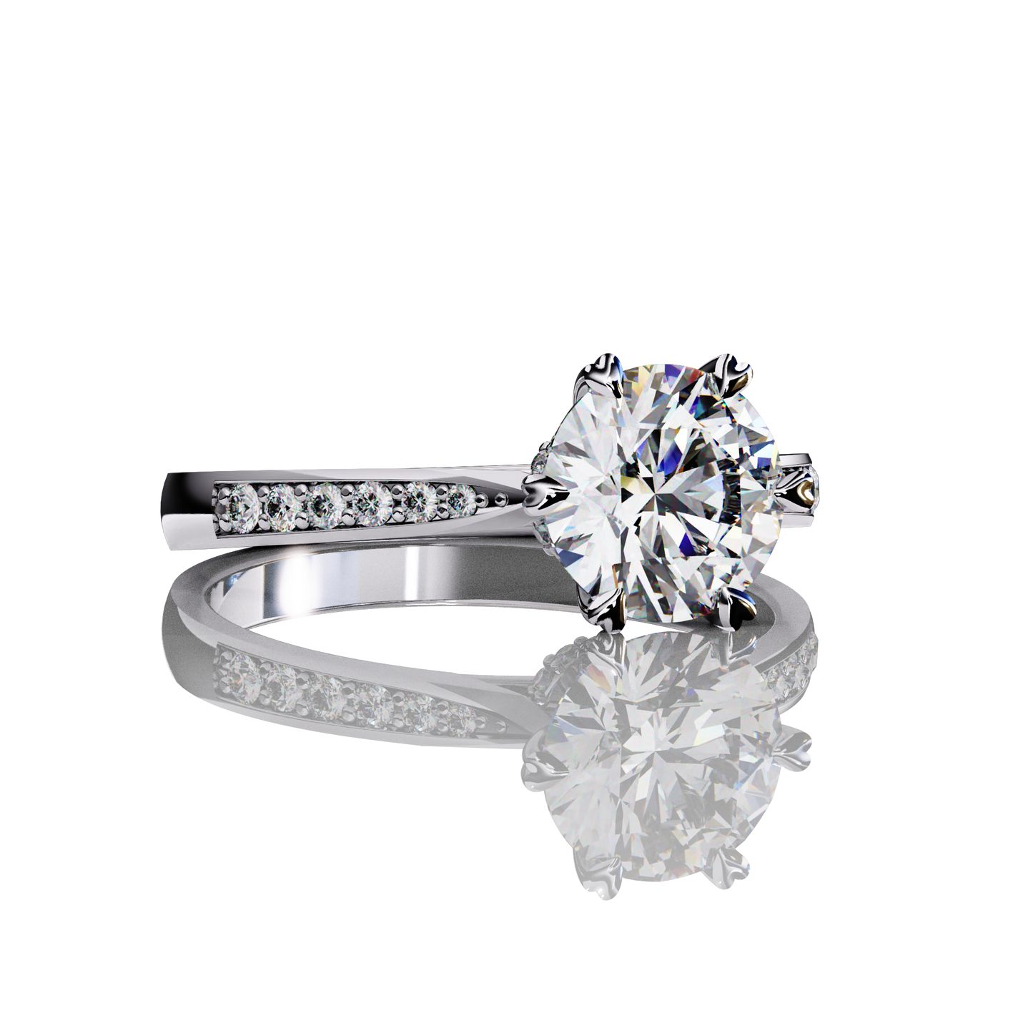 Lunar Blaze Round Cut LAB Diamond Solitaire Engagement Ring White Gold