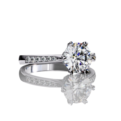 Lunar Blaze Round Cut LAB Diamond Solitaire Engagement Ring White Gold