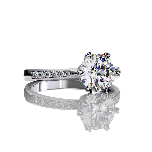 Lunar Blaze Round Cut LAB Diamond Solitaire Engagement Ring White Gold