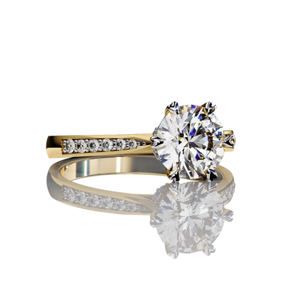 Lunar Blaze Round Cut LAB Diamond Solitaire Engagement Ring GOLD