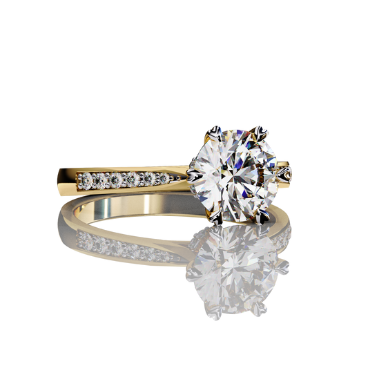 Lunar Blaze Round Cut LAB Diamond Solitaire Engagement Ring GOLD