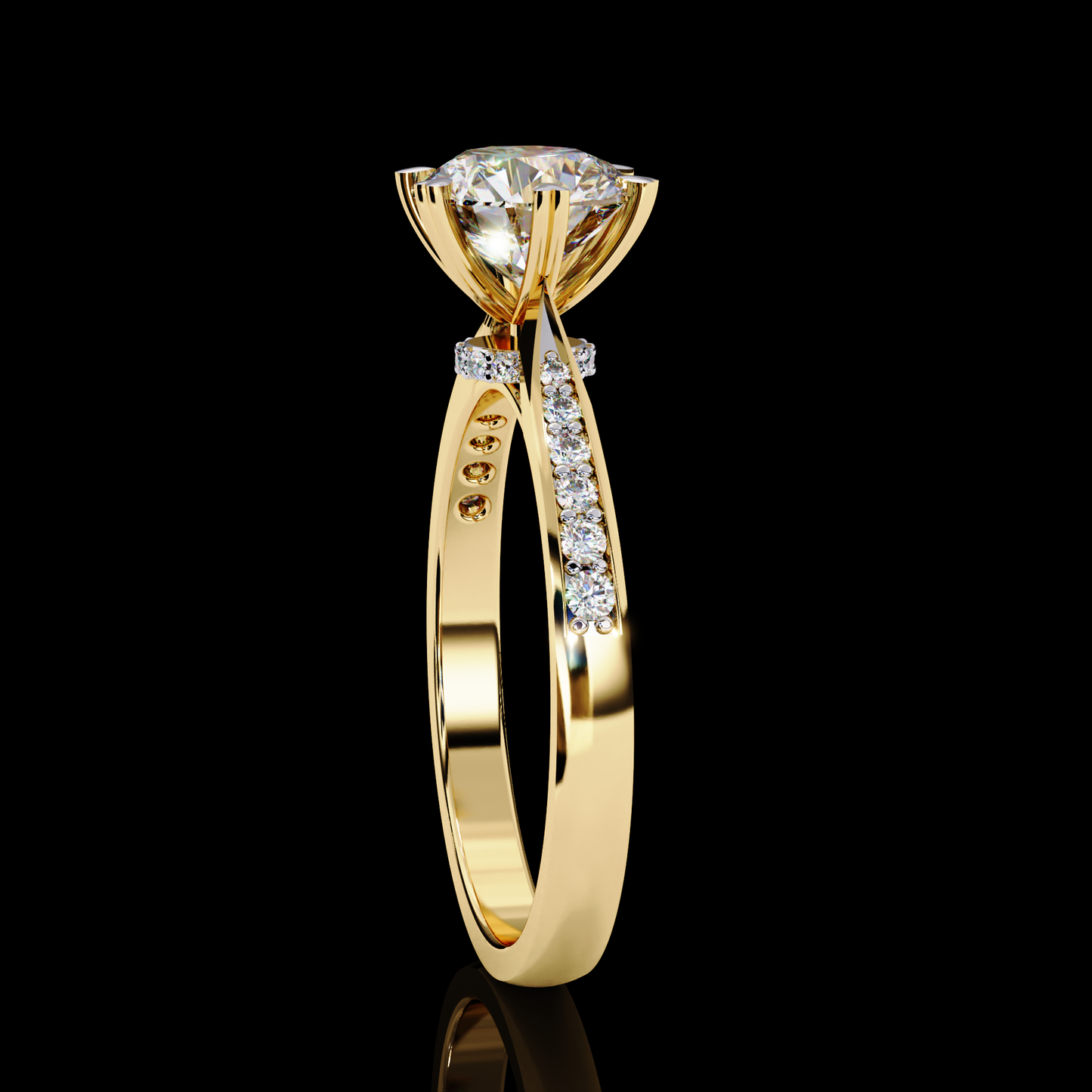 Lunar Blaze Round Cut LAB Diamond Solitaire Engagement Ring GOLD