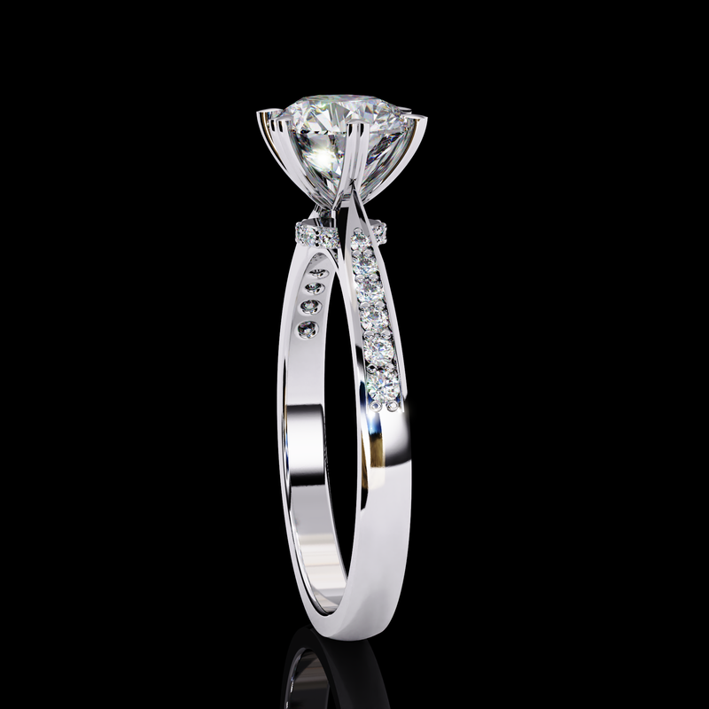 Lunar Blaze Round Cut LAB Diamond Solitaire Engagement Ring White Gold